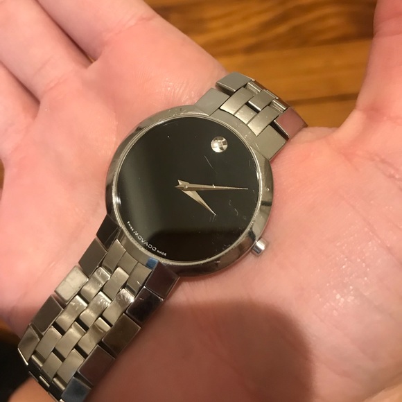Movado Silver watch with black face - Picture 4 of 4